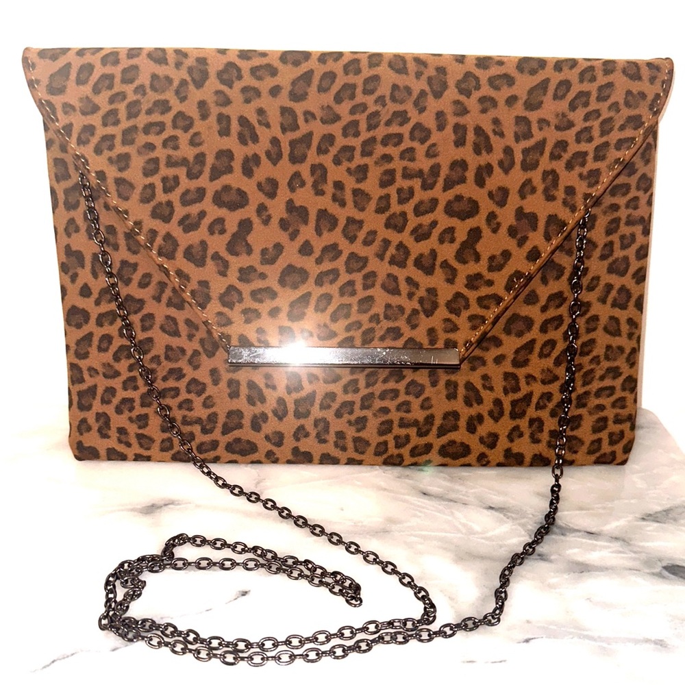 Bam Forever Cheetah Print Envelope Purse Chain St… - image 1